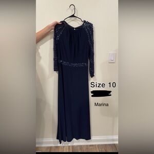 Marina Beaded long sleeve gown, size 10
